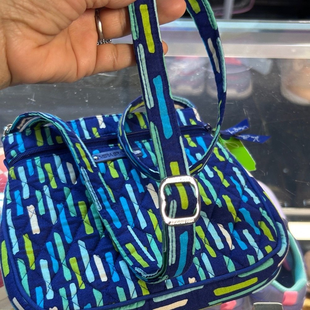 Vera Bradley Navy Quilted Crossbody with Aqua & Lime Accents - Picture 6 of 6